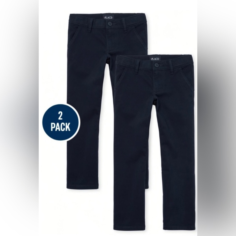 Girls Uniform Stretch Bootcut Chino Pants 2-Pack Tidal (Navy)